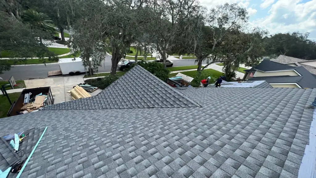 Roof replacement in progress on a Valrico home