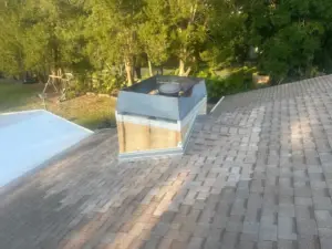 Close-up of rebuilt roof section after a residential repair in Wesley Chapel