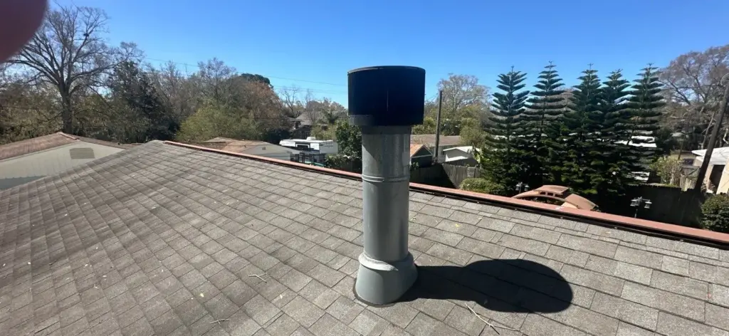 Tear-off in progress during a roof replacement in Pinellas County