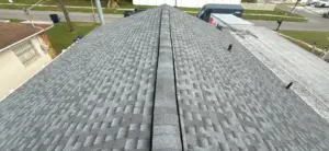 Finished ridge line and drip edge on a completed Hillsborough County roof replacement