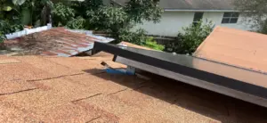 Close-up of repaired roofing section in Hillsborough County