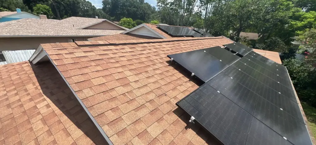 Crew performing roof repair on a Hillsborough County home