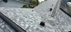 Close-up of completed roof repair work in Riverview, FL