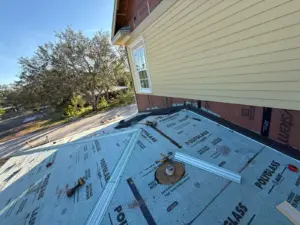 Finished stone-coated metal roof on a St. Petersburg house