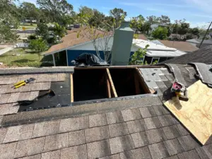 Close-up of sealant work completed during a St. Petersburg roof repair