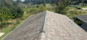 Close-up of completed roof repair section on a Riverview property