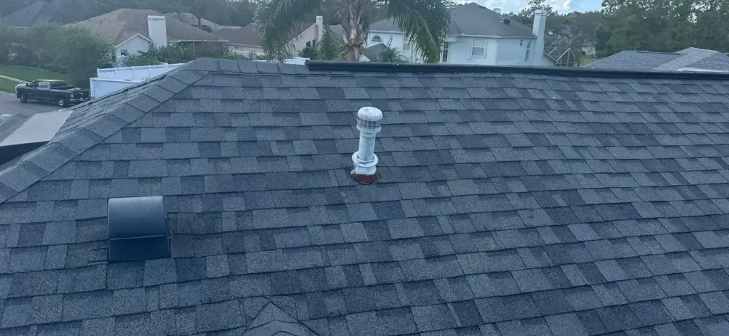 Roof repair work in progress on a home in Valrico, FL