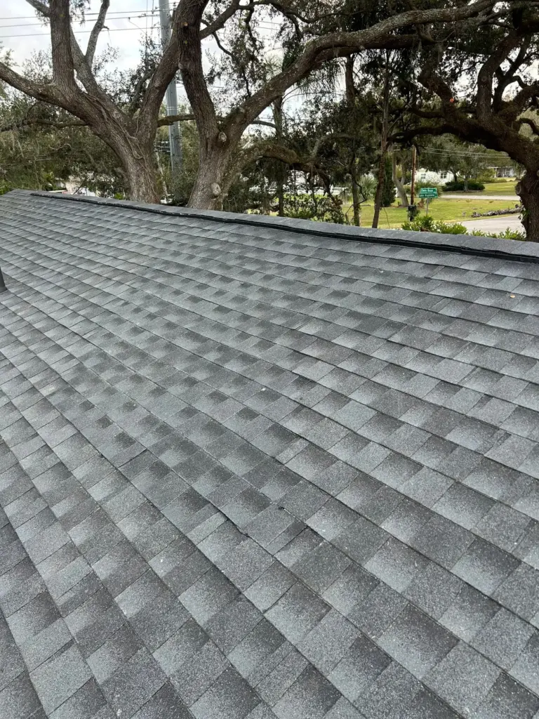 Roof repair work underway on a home in Hillsborough County