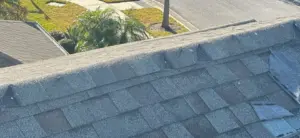 Close-up of repaired roofing section in Hillsborough County