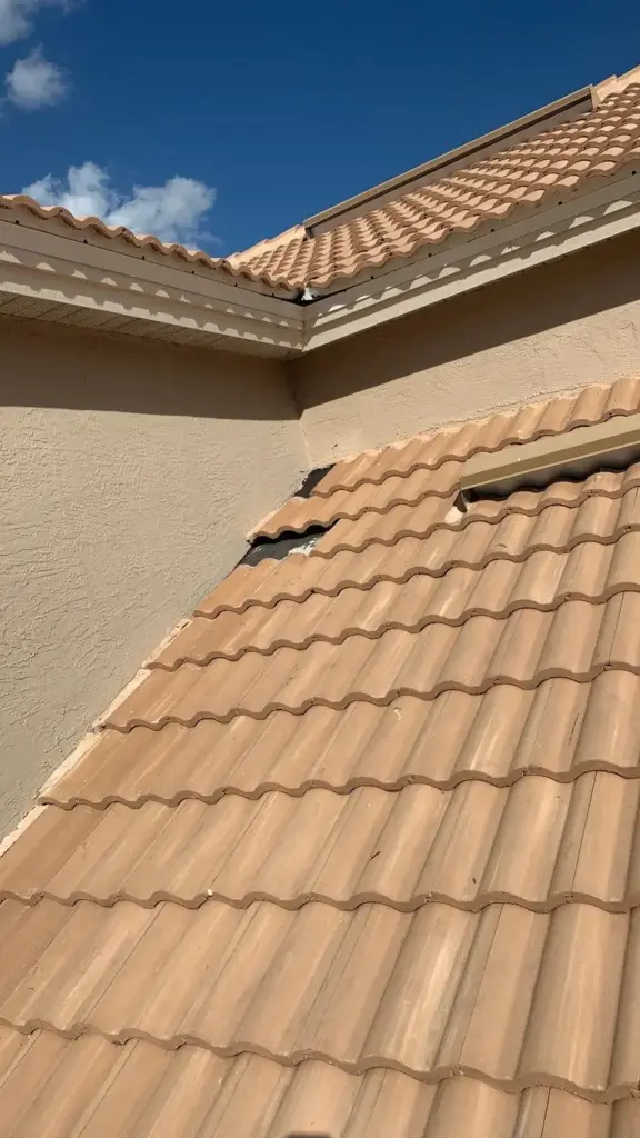 Tile roofing installation in progress on a Hillsborough County home