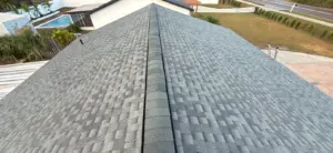 Crew member applying sealant during a roof repair in Brandon, FL