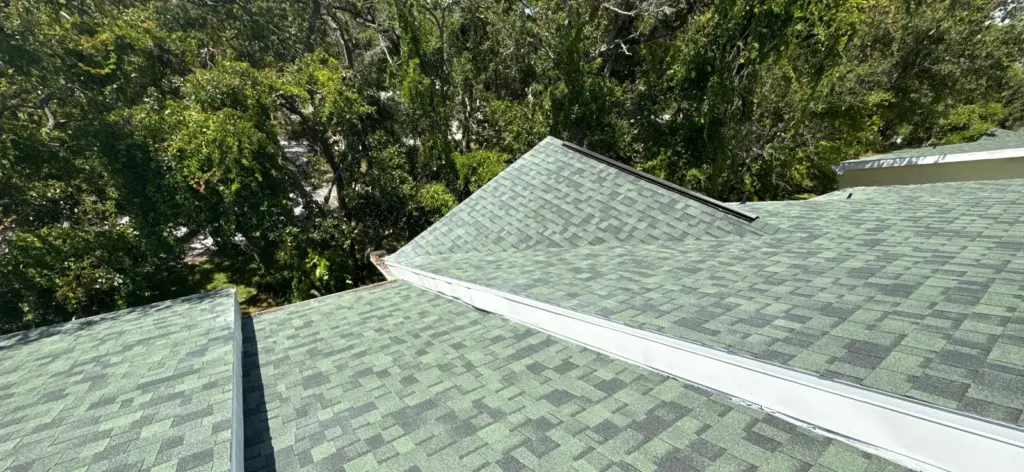 Old roofing torn off down to the deck during a roof replacement in Pinellas County